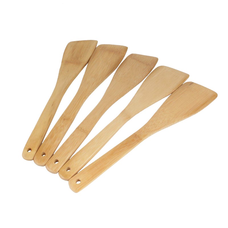 BambooMN Bamboo Serving/Cooking Utensils - B18 - Angled Spatula/Paddle - 5 Pieces - Image 2