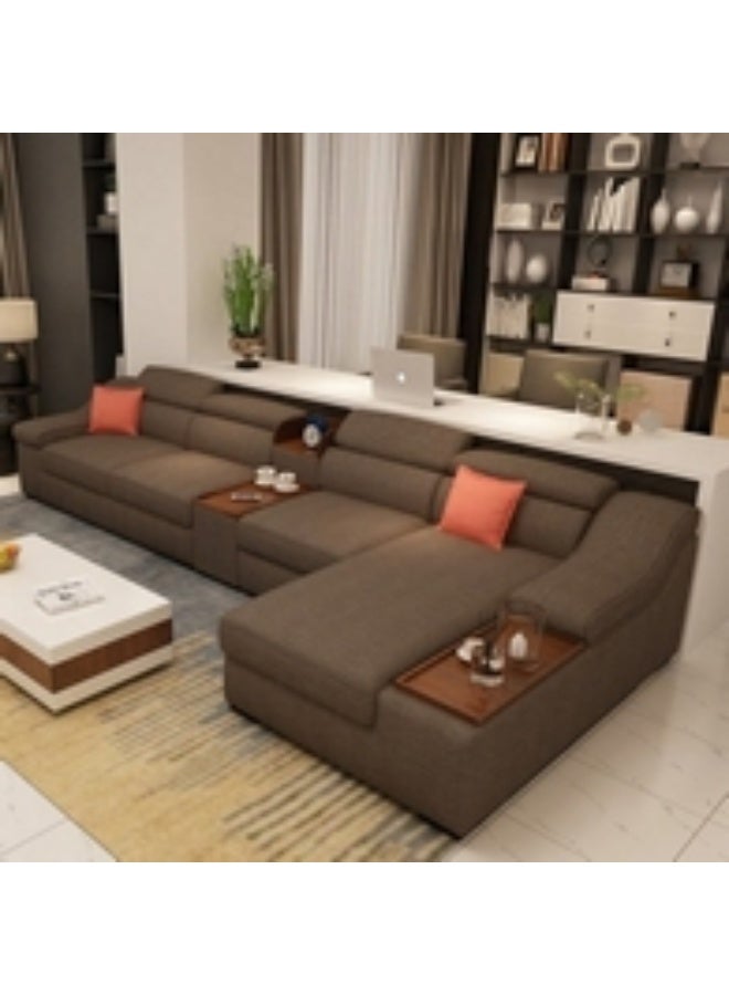 هومزمارت كنبة زاوية خشب سويدي و كتان - بني - Image 3