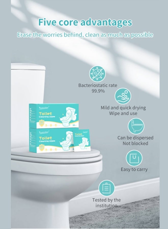 POWER CLEAN Single-Packaged Toilet Wet Wipes Can Be Easily Dissolved. They Are Sterilized And Portable, Allowing For Immediate Use And Flushing. They Provide 99% Antibacterial Protection For Each Cleaning Session. 50-Piece Pack. - Image 2