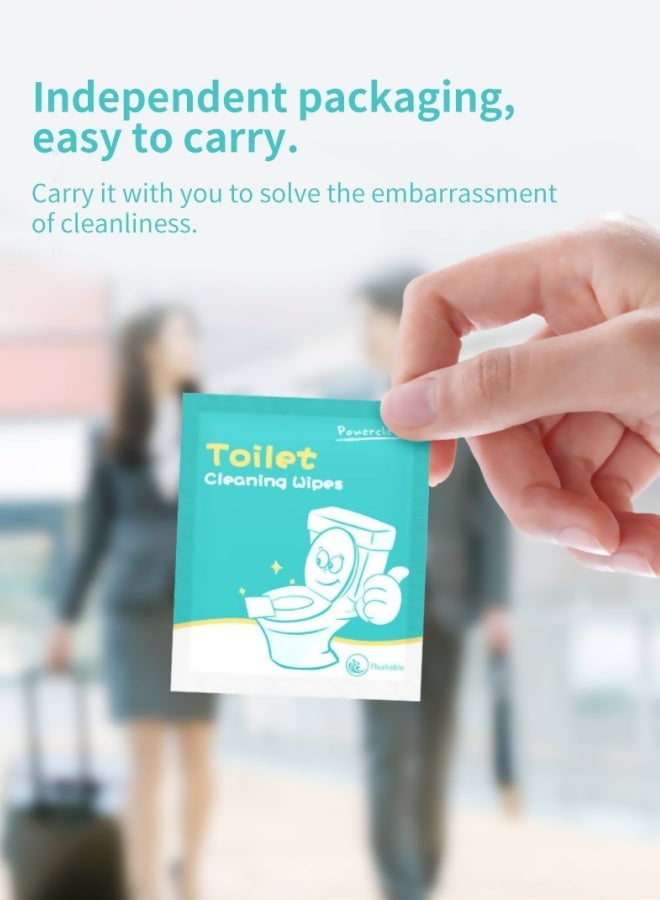 POWER CLEAN Single-Packaged Toilet Wet Wipes Can Be Easily Dissolved. They Are Sterilized And Portable, Allowing For Immediate Use And Flushing. They Provide 99% Antibacterial Protection For Each Cleaning Session. 50-Piece Pack. - Image 5