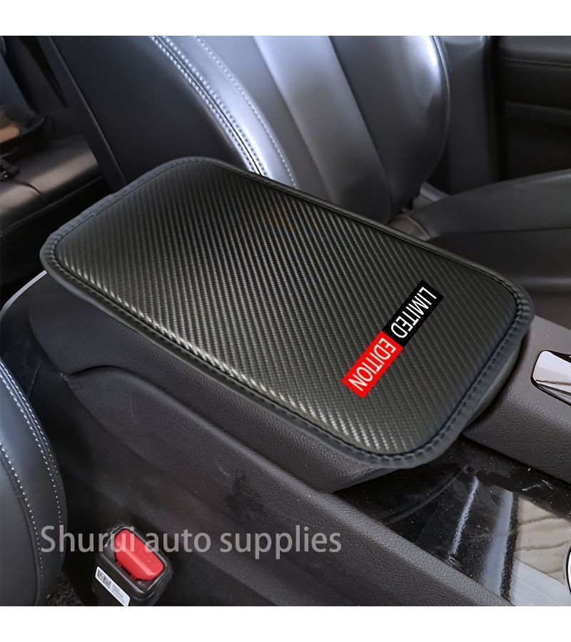 Carbon Fiber Faux Leather Car Armrest Box Protection Pad 1pc Ultra Thin Non Slip - Image 5