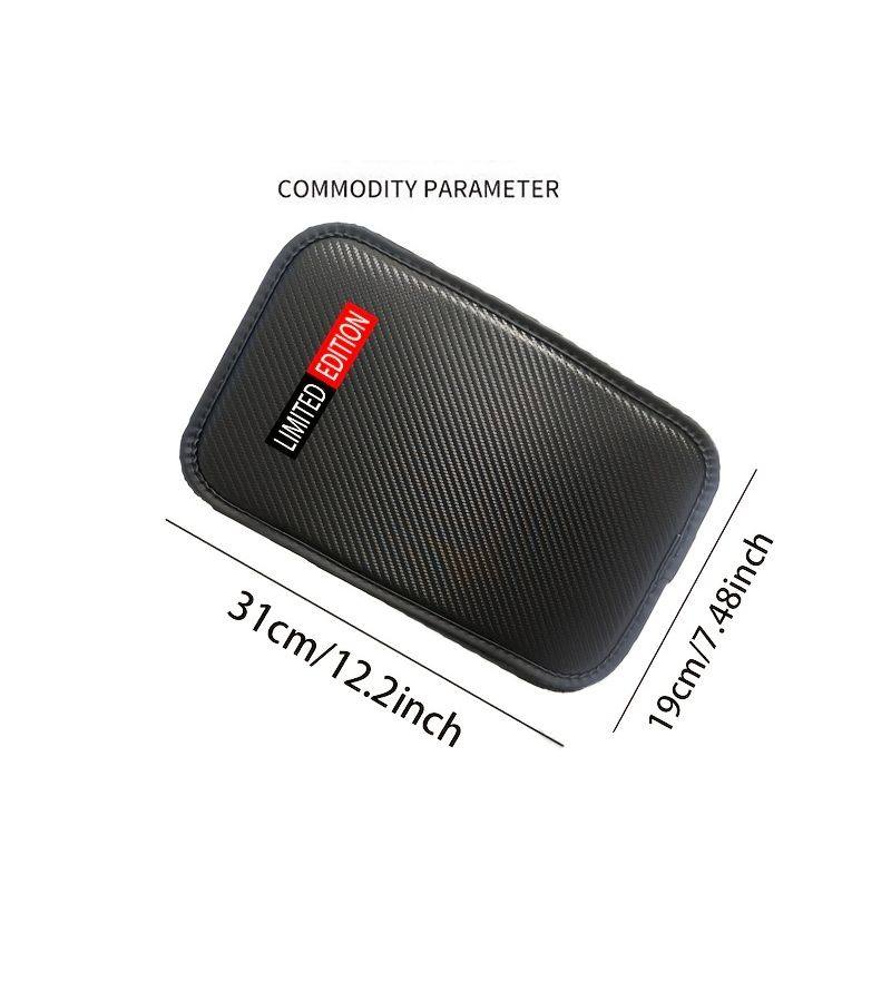 Carbon Fiber Faux Leather Car Armrest Box Protection Pad 1pc Ultra Thin Non Slip - Image 2
