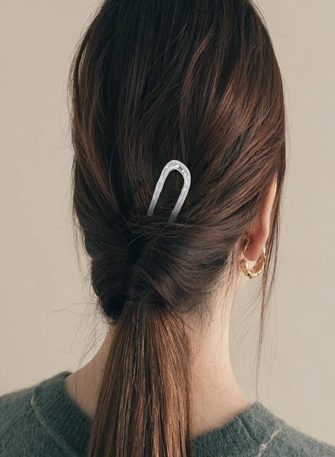 Amariver French Hair Pins 2Pcs Metal Hairpins for Women U Shaped Hair Pins Gold and Silver French Hair Pin Hair Fork for Buns Twist Hair Pin for Long Hair - Image 5