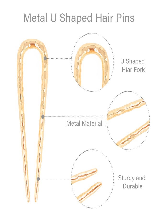 Amariver French Hair Pins 2Pcs Metal Hairpins for Women U Shaped Hair Pins Gold and Silver French Hair Pin Hair Fork for Buns Twist Hair Pin for Long Hair - Image 3