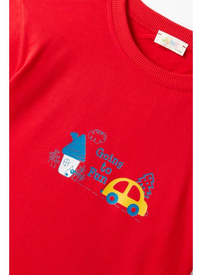 June Boy Tshirt Red - Yellow - Image 4