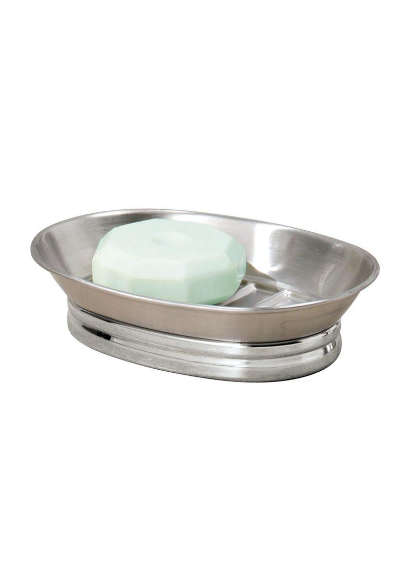 InterDesign iDesign York Metal Soap Saver, Holder Tray for Bathroom Counter, Shower, Kitchen, 4" x 5.5" x 1.5", Brushed Stainless Steel  - Image 1