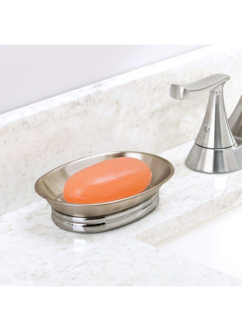 InterDesign iDesign York Metal Soap Saver, Holder Tray for Bathroom Counter, Shower, Kitchen, 4" x 5.5" x 1.5", Brushed Stainless Steel  - Image 2