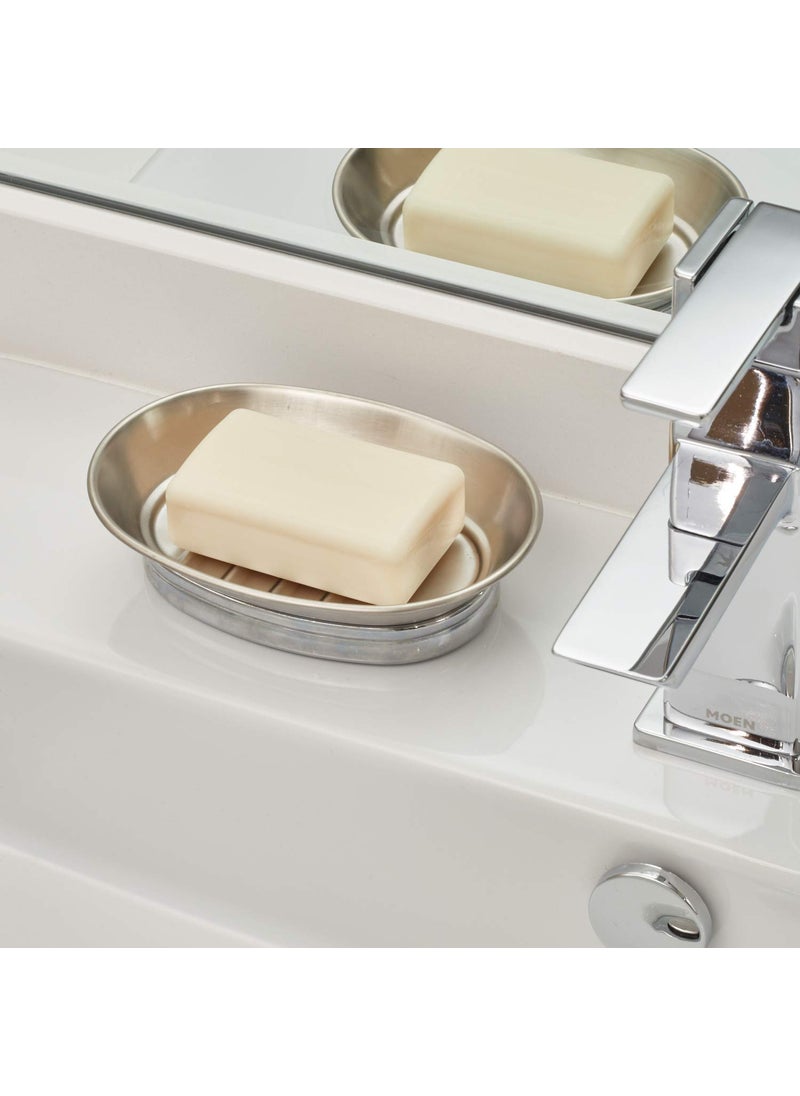 InterDesign iDesign York Metal Soap Saver, Holder Tray for Bathroom Counter, Shower, Kitchen, 4" x 5.5" x 1.5", Brushed Stainless Steel  - Image 3