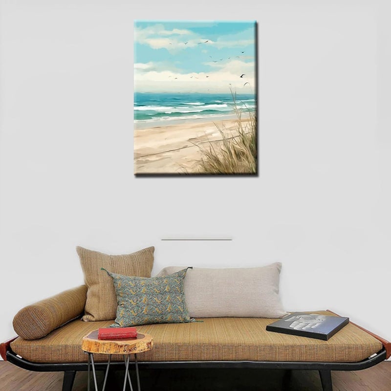 Tucocoo Seaside Beach Paint by Numbers Kits 16x20 inch Canvas DIY Oil Painting for Kids Students Adults Beginner with Brushes and Acrylic Pigment Beach Scenery Landscape Decor Photo Giftwithout Frame - Image 4