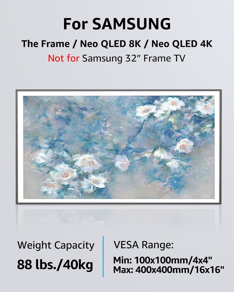 MOUNTUP Ultra Slim TV Wall Mount for Samsung The Frame/Neo QLED 8K/4K TVs, Low Profile TV Mount, Rotating 90 Degree Landscape to Portrait, Wall Mount Max VESA 400x400mm Hold up to 88 lbs MU0089 - Image 4