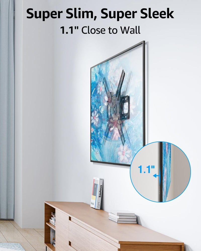 MOUNTUP Ultra Slim TV Wall Mount for Samsung The Frame/Neo QLED 8K/4K TVs, Low Profile TV Mount, Rotating 90 Degree Landscape to Portrait, Wall Mount Max VESA 400x400mm Hold up to 88 lbs MU0089 - Image 2