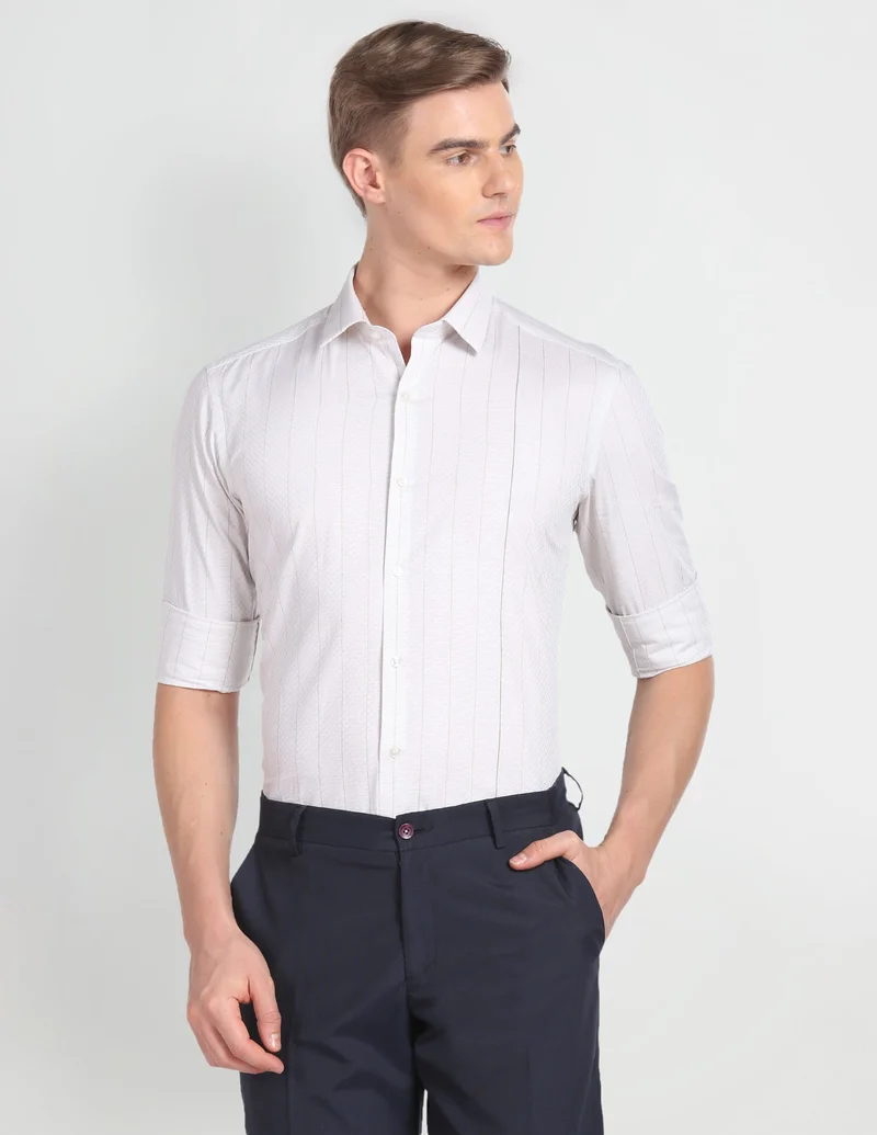 Arrow  Vertical Stripe Slim Fit Shirt for Men | Best Price UAE