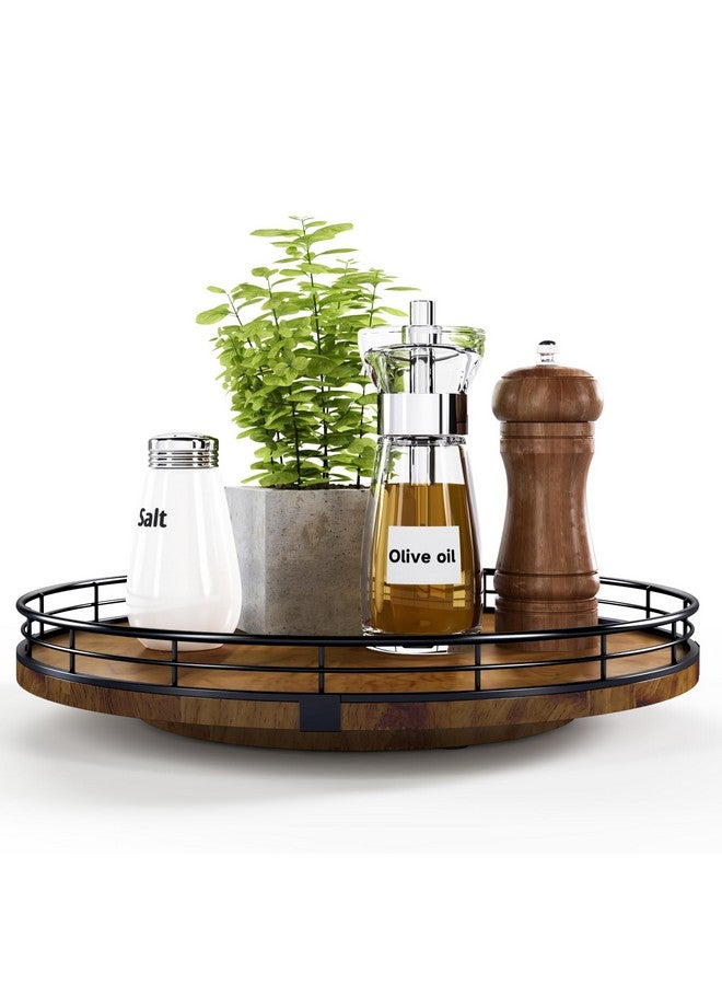AMH Farmhouse Oak 12" Lazy Susan Turntable Organizer for Cabinet, Round Wooden Lazy Susan Organization and Storage for Dining Table, Pantry, Kitchen, Countertop, Cupboard,Home Decor, Walnut Wood - Image 1