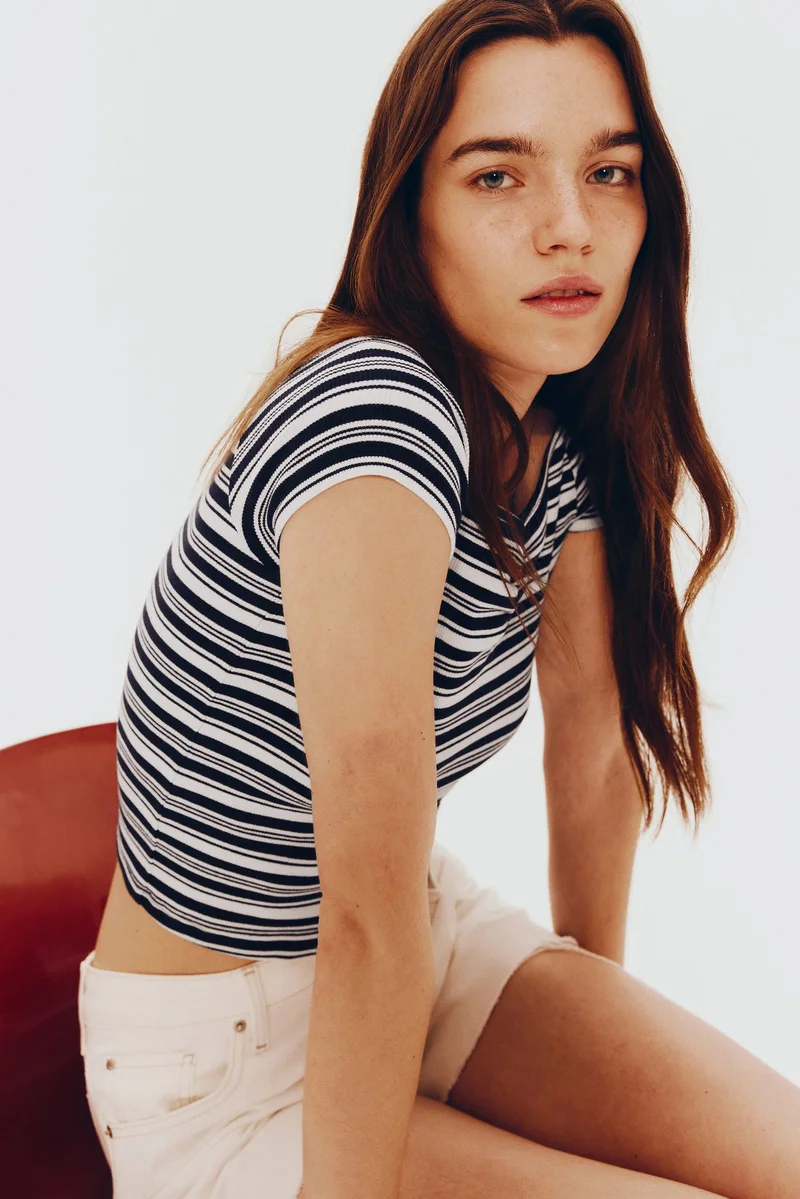 H&M Ribbed boat-neck top