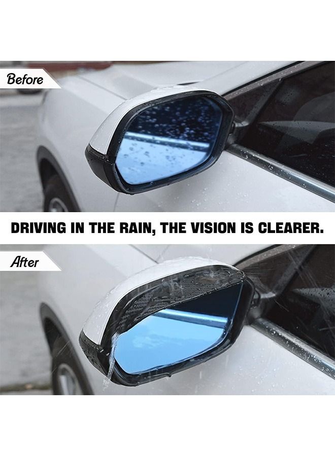 Generic Car Rear View Side Mirror Rain Shield, 4pcs Auto Truck Rear View Mirror Rain Eyebrow Sun Visor Universal Carbon Fiber Waterproof Rain Cover with 3M Fixing Sticker (Black) - Image 4