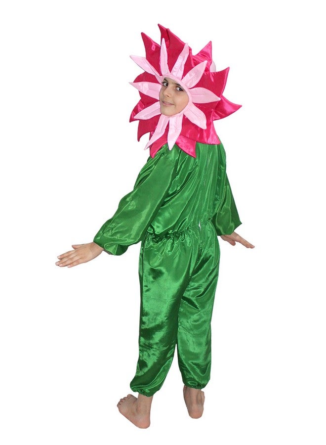 Kaku Fancy Dresses Polyester Nature Theme Magenta Flower Costume -Magenta-Green, 7-8 Years, For Boys & Girls - Image 3