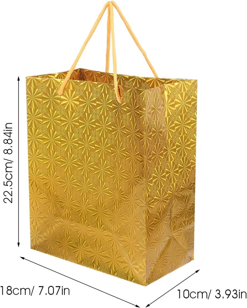 HOMOCONO 12pcs Gold Shiny Handheld Paper Bags Small Wrapping Favor Bags for Party Presents and Holiday Packaging - Image 2