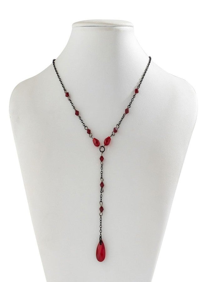 MIFYNN قلادة MIFYNN عتيقة الطراز القوطي مزينة بشرابة على شكل قطرة دم، قلادة شوكر حمراء على شكل قطرة ماء، قلادة بنمط بانك، قلادة داكنة على شكل دمعة على شكل حرف Y، قلادة هالوين، مجوهرات نسائية، كبيرة، نحاس، ياقوت - Image 4