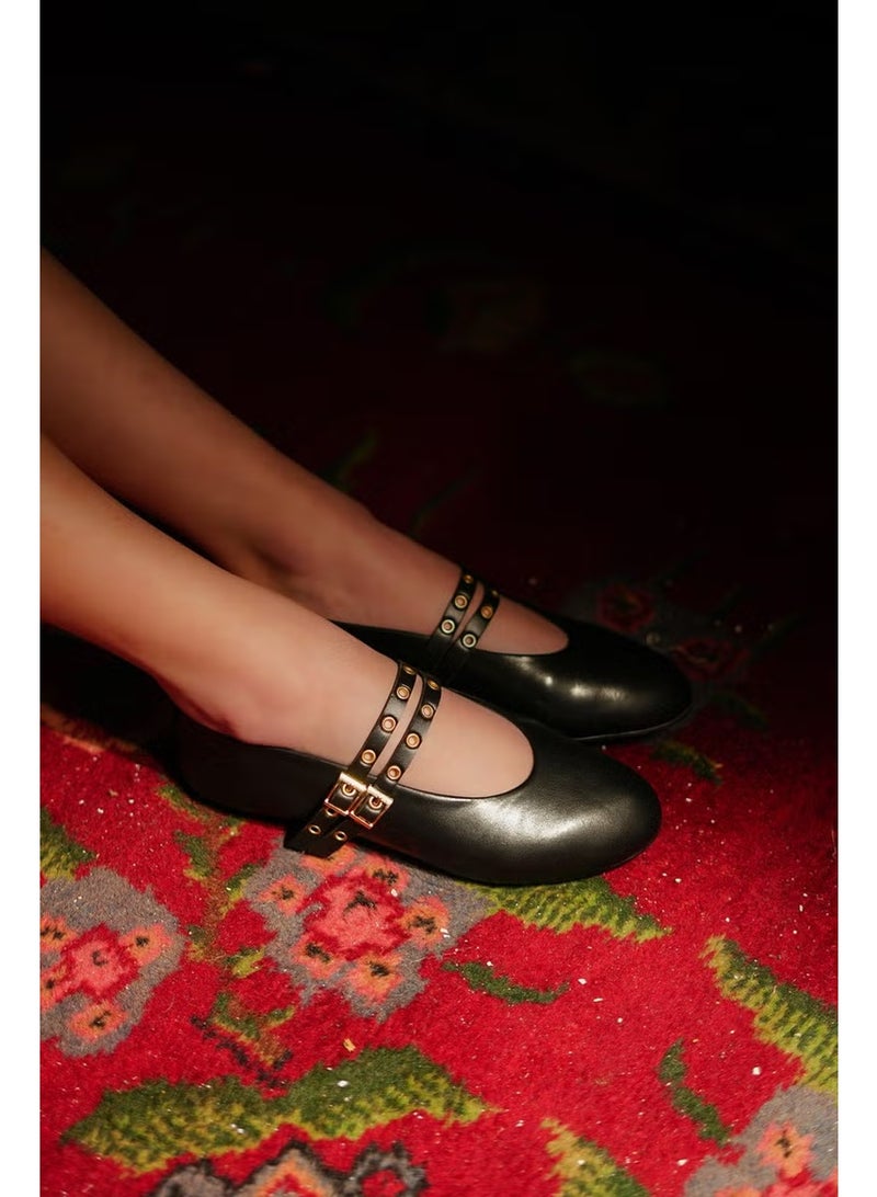 MARJIN Women's Double Band Studded Casual Flats Bekosa - Image 3