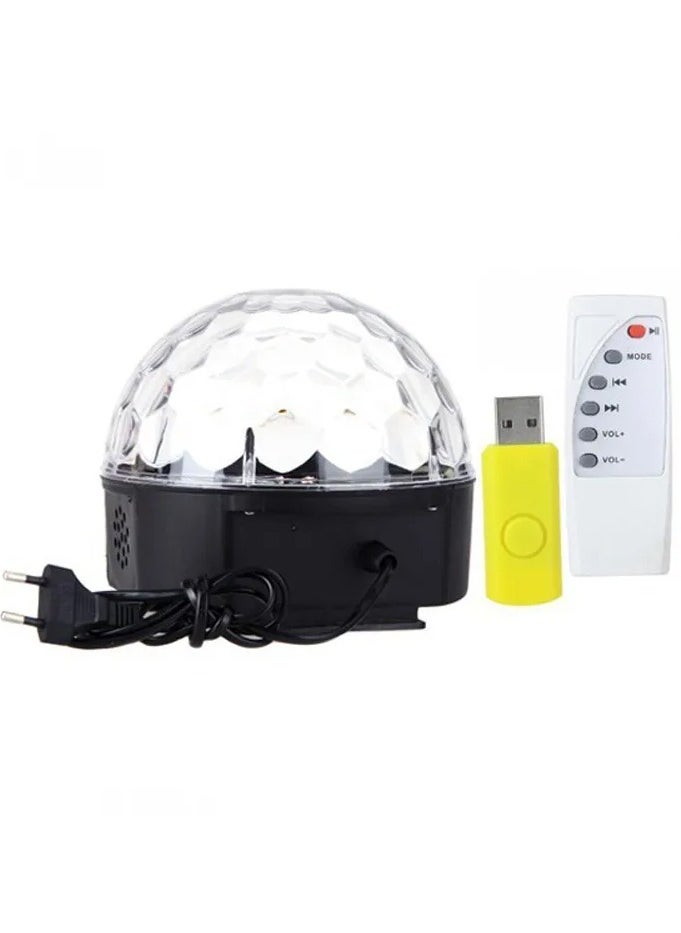 ELTRAZONE - RGB MP3 Magic Crystal Ball LED Light with Remote Control – Black/Clear, 19x19x17cm – Color-Changing LED Display, Music Sync Function, Perfect for Parties, Events, and Home Decor - Image 1