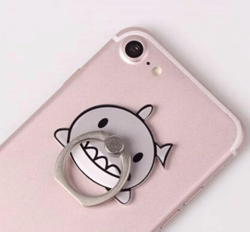 Cute Shape Phone Ring 360 Degree Rotating Ring Grip Anti Drop Finger Holder for iPhone iPad and All Mobile Phones (1 Piece, Shark)