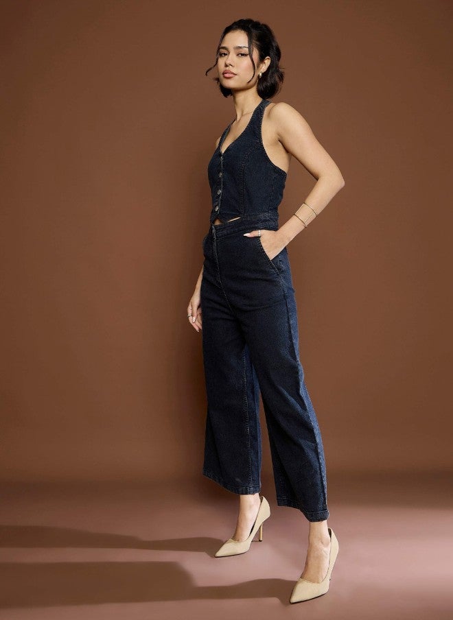 ساسافراس جمبسوت قطن بياقة هالتر للنساء - Image 3