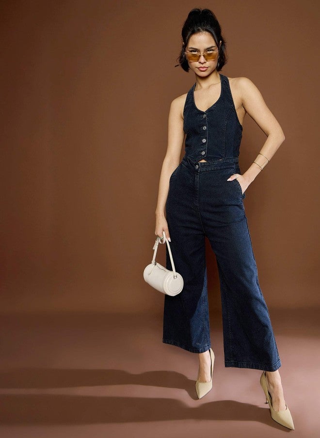 ساسافراس جمبسوت قطن بياقة هالتر للنساء - Image 5