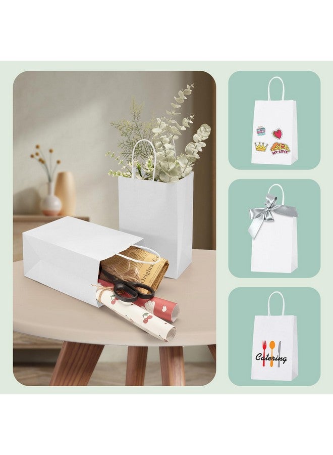 MESHA Paper Gift Bags 5.25X3.75X8 50Pcs White Paper Bags For Small Businesssmall Paper Gift Bags With Handles Bulkkraft Bagsretail Shopping Bagsbirthday Wedding Party Favor Bags - Image 4