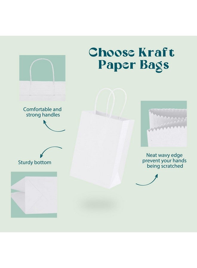 MESHA Paper Gift Bags 5.25X3.75X8 50Pcs White Paper Bags For Small Businesssmall Paper Gift Bags With Handles Bulkkraft Bagsretail Shopping Bagsbirthday Wedding Party Favor Bags - Image 3