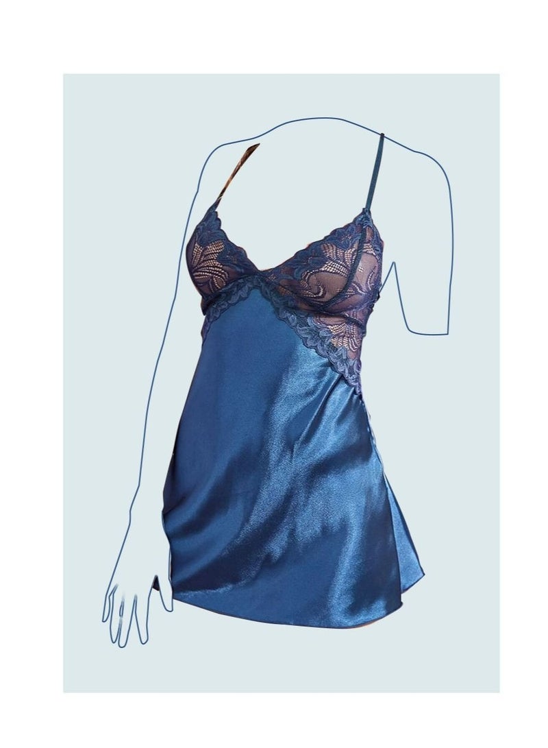 Satin Lace V-Neck Babydolls Plus Size Teddy Lingerie Women Body Strap Sleepwear