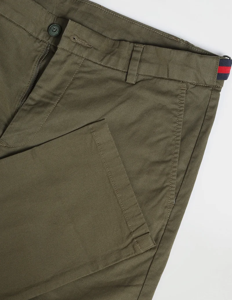 Arrow Olive Low Rise Solid Casual Trousers for Men | Best Price UAE