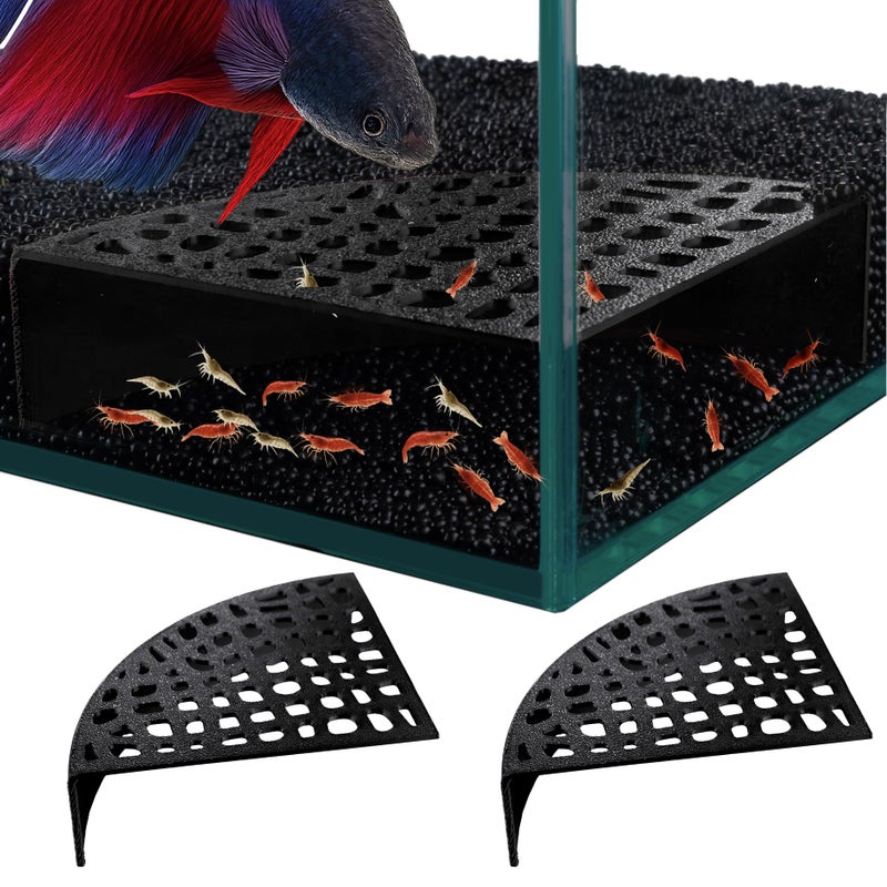 HERPDEN 2-Pack Black Shrimp Hides for Aquarium - Stealth Cave with Multi-Sized Holes, 180Â° Viewing & Stable Hides for Cherry/Dwarf Shrimp - Image 1