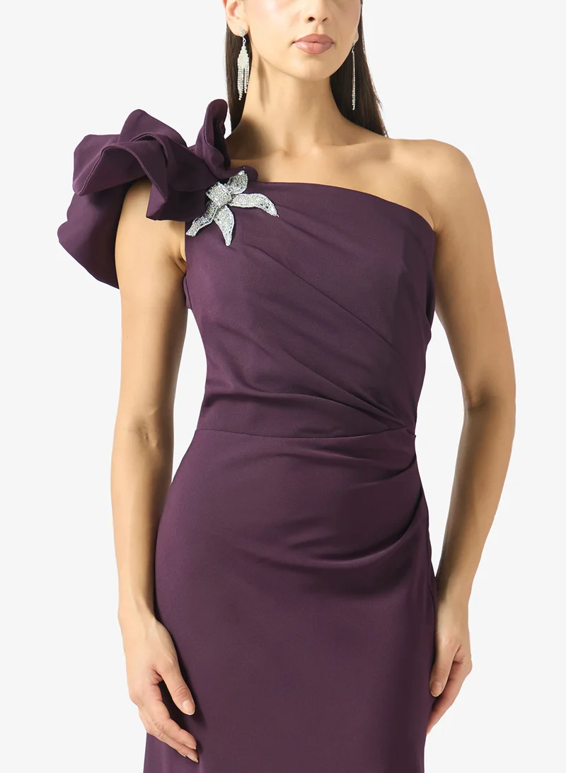 Namshi X  One Shoulder Dress With Ruffle Detail for Women | Best Price UAE