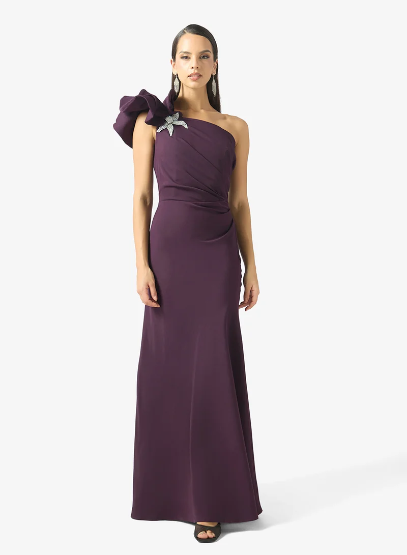 One Shoulder Dress With Ruffle Detail