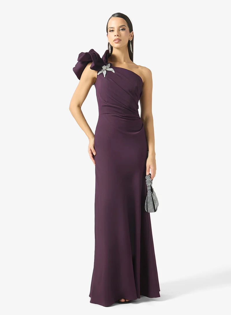 Namshi X  One Shoulder Dress With Ruffle Detail for Women | Best Price UAE