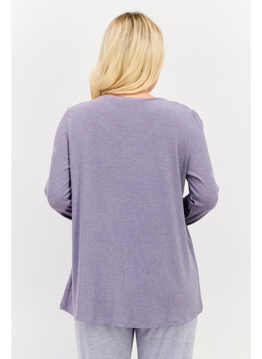 TRIUMPH - Women Round Neck Long Sleeve Pajama Top, Grey - Image 1