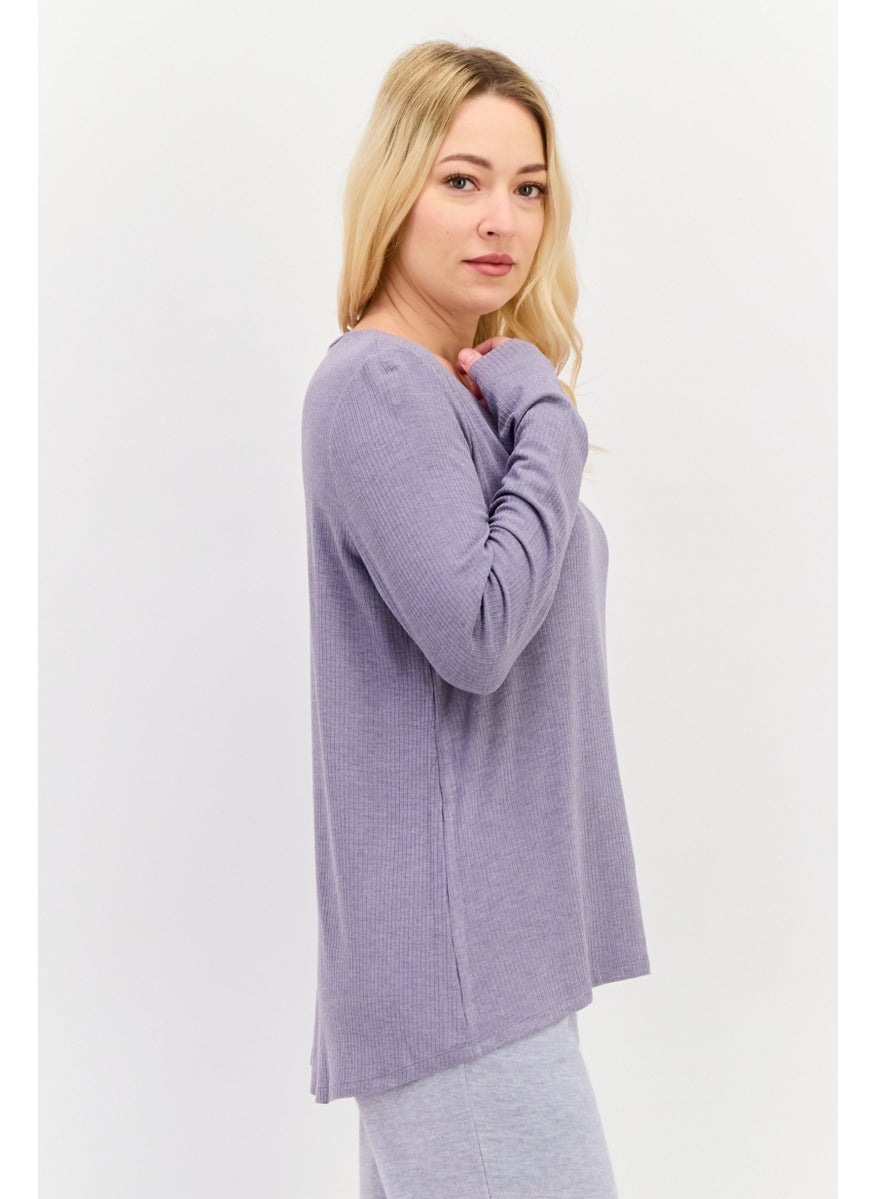 TRIUMPH - Women Round Neck Long Sleeve Pajama Top, Grey - Image 1