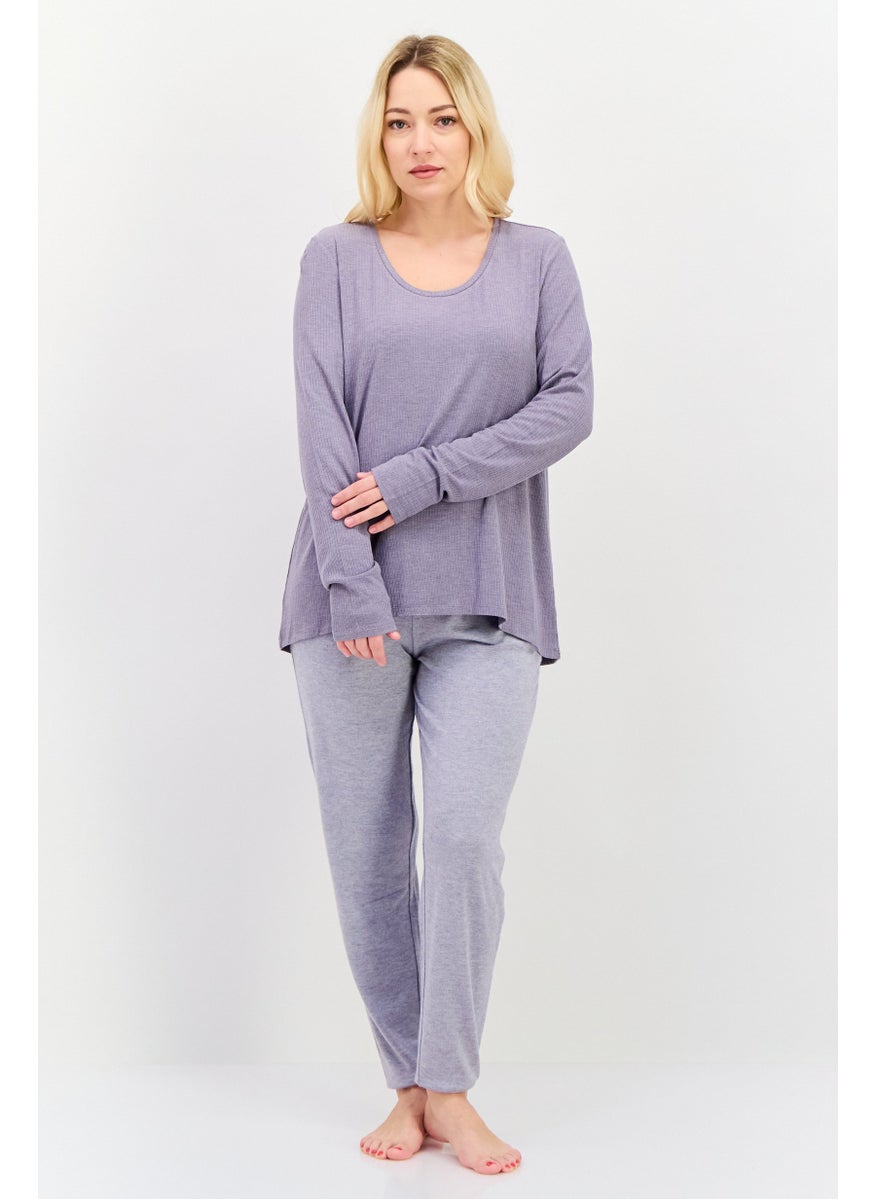 TRIUMPH - Women Round Neck Long Sleeve Pajama Top, Grey - Image 1