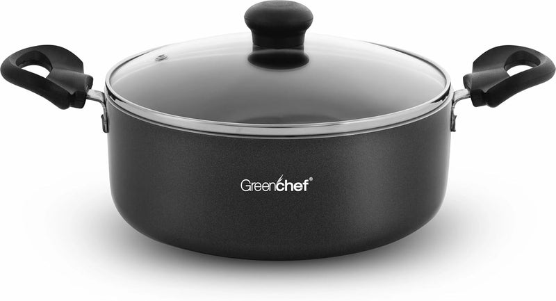 Greenchef Regal Biryani Pot | Stew Pot | Curry & Gravy Pot | 24 cm Diameter 3 LTR Capacity with Glass Lid (Aluminium, Induction Base, PFOA, Nonstick Cookware) - Image 1