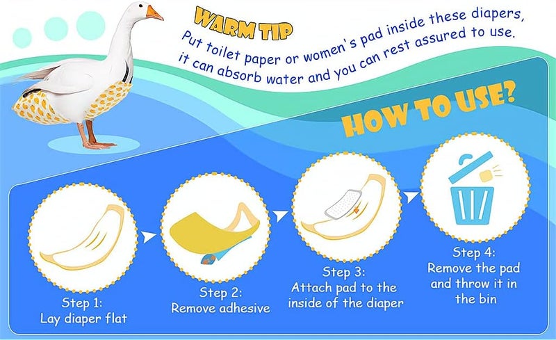 Pet Chicken Diapers, Duckling Diapers, Adjustable Reusable Goose Clothes Washable Pet Diapers with Bow Tie for Farm Pet Goose Duck Chicken Hen Poultry, 3 Pieces - Image 3