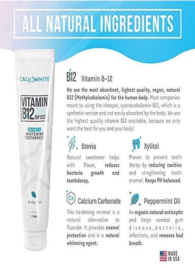 Cali White - Vegan Whitening Toothpaste With Vitamin B12 Organic Mint Fluoridefree Toothpaste Sls Free Glutenfree Xylitol Natural Toothpaste - Image 1