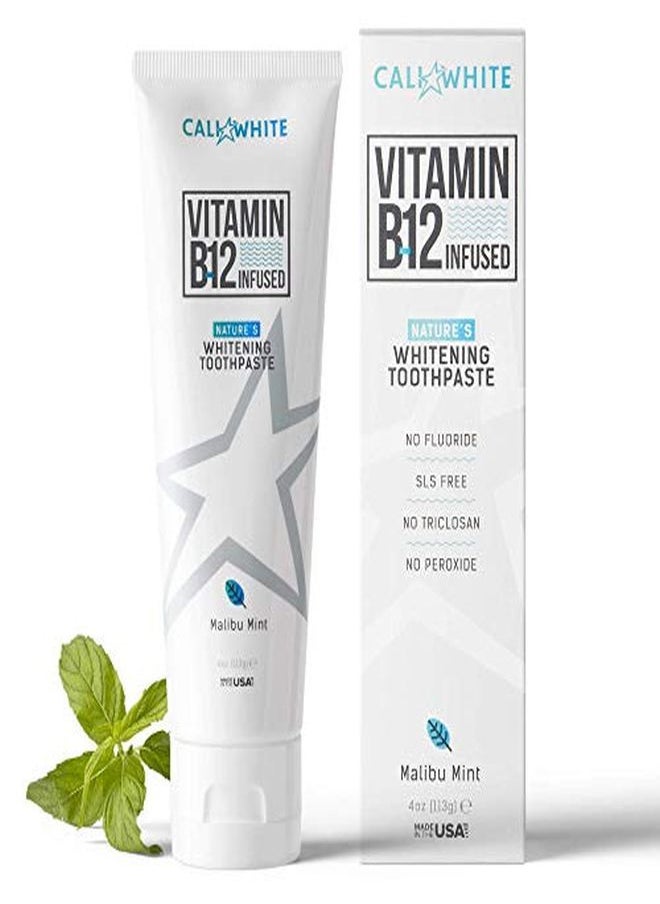 Cali White - Vegan Whitening Toothpaste With Vitamin B12 Organic Mint Fluoridefree Toothpaste Sls Free Glutenfree Xylitol Natural Toothpaste - Image 1