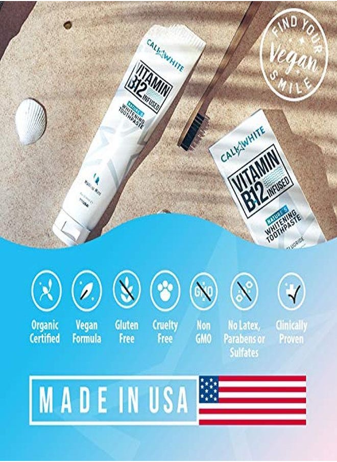 Cali White - Vegan Whitening Toothpaste With Vitamin B12 Organic Mint Fluoridefree Toothpaste Sls Free Glutenfree Xylitol Natural Toothpaste - Image 1