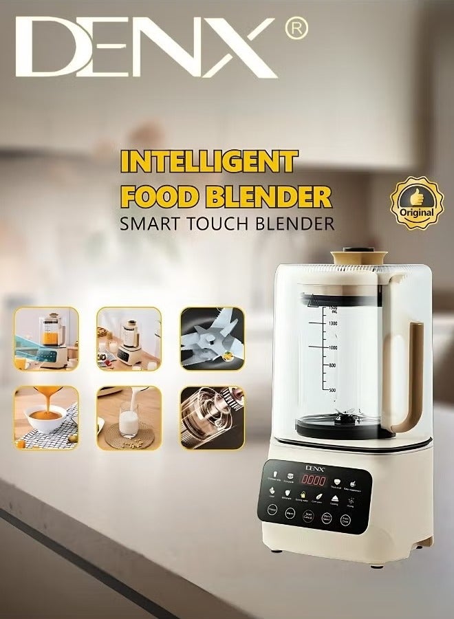 Denx Smart Food Blender, 600W Power, 1.5L Capacity, Touch-Operated, Quiet Blender for Smoothies, Soy Milk, Oatmeal Juice, and Hot Baby Food with Timer, Auto-Cleaning, and Noise Protection, Hot and Cold Kitchen Blender - Image 5