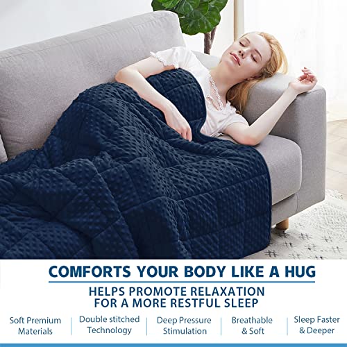 Huloo Sleep Weighted Blanket Queen 15lbs for Adult(60"×80",Navy Blue) Breathable Soft Minky Weighted Throw Blanket for All Season,Heavy Blanket with Premium Glass Beads - Image 4
