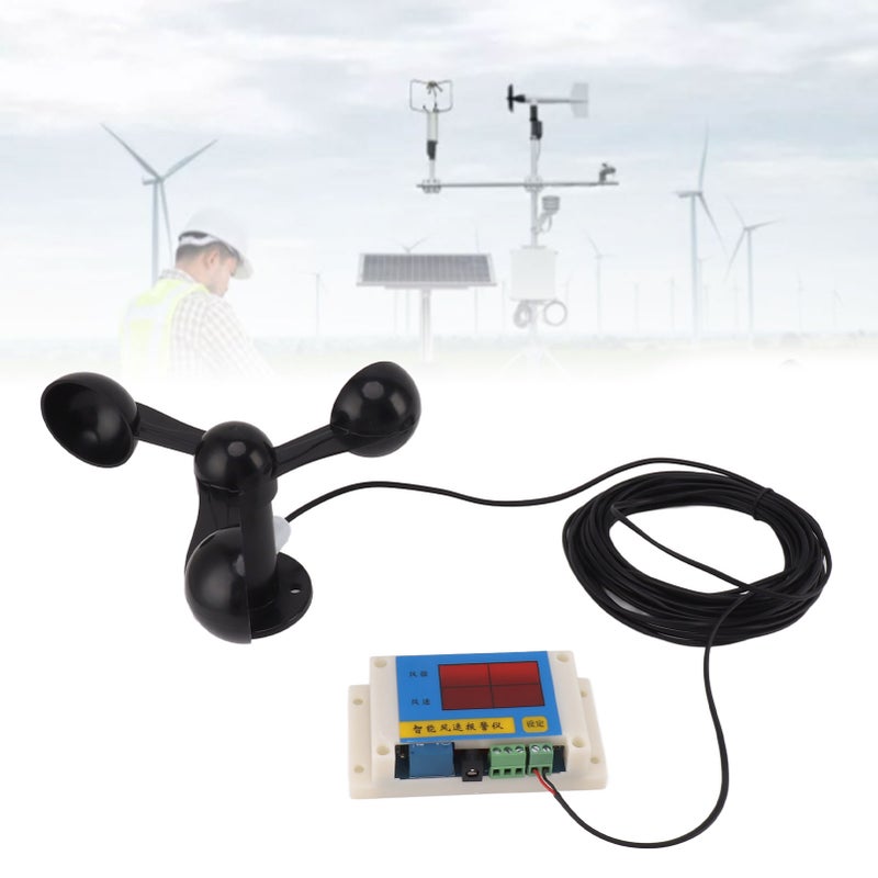 3 Fan Blades Tower Crane Anemometer 3 Blades USB 5V High Accuracy 2‑12 Lever Wind Speed Alarm Device for Outdoor - Image 4