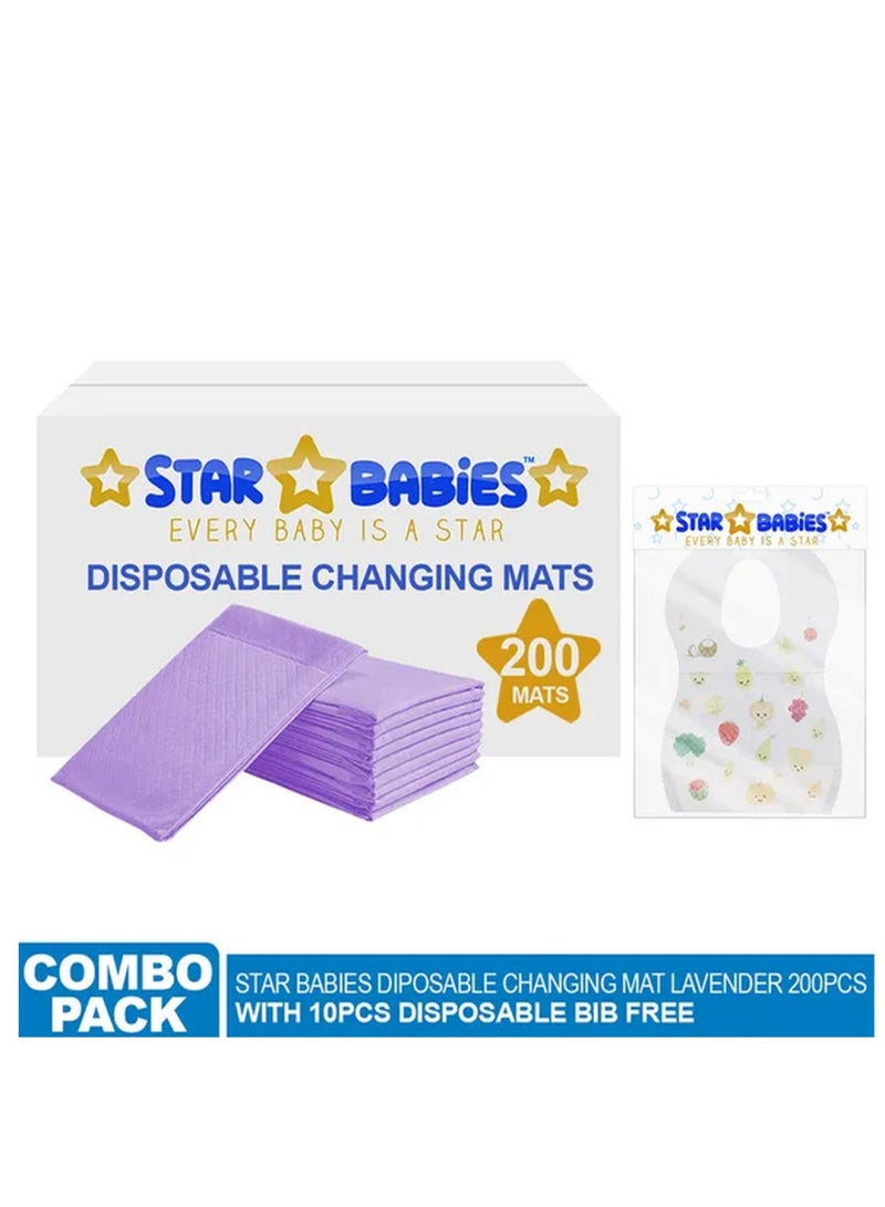 STAR BABiES Combo Pack Diposable Changing Mat 200Pcs Disposable Bibs 10Pcs - Image 2