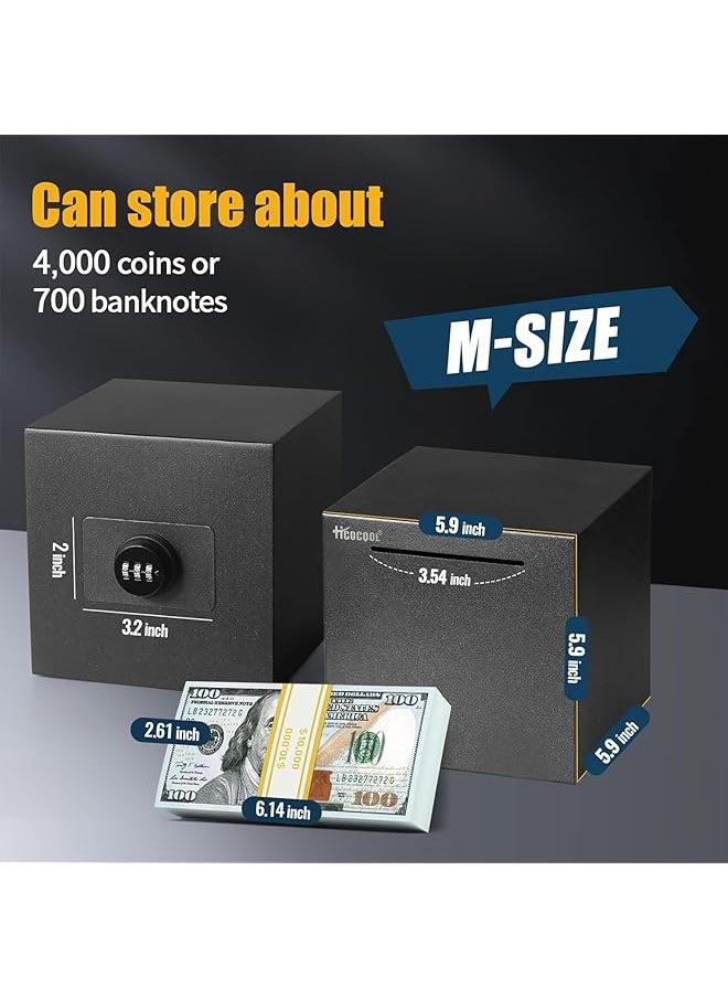erorex - Piggy Bank For Adults Kids Password Stainless Steel Reusable Piggy Bank Metal Money Saving Box With Combination Lock For Cash Saving 5.9 Inch Unbreakable Money Saving Box For Cash Saving - Image 1