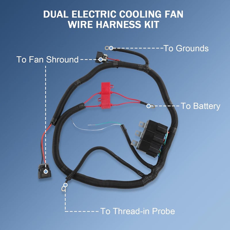 CARMOCAR Electric Dual Fan Upgrade Wiring Harness Kit for 1999–2006 GM ECU Control - Image 2