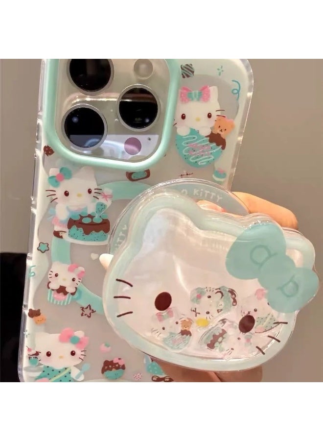هالو كيتي اي فون 17 حالة مرحبا كيتي تحت عنوان غطاء واضح مع المنبثقة الوقوف لطيف ومريحة - Image 2